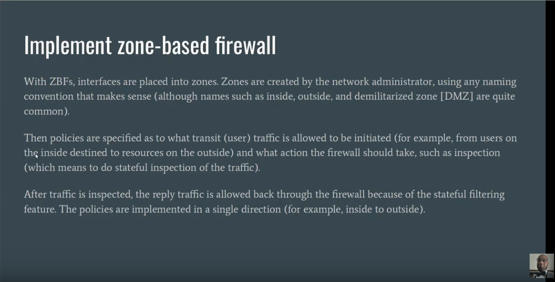 Describing Zone Based Firewall, Zone to Zone, and Self Zone - IINS